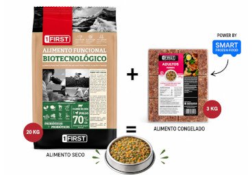 Alimento natural húmedo resultado de la combinación de seco y congelado